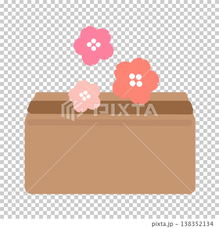 紙箱和櫻花（插圖） 138352134