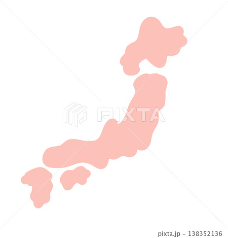 ピンク色の日本地図　イラスト 138352136