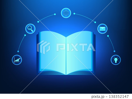 Modern educational technology Books connected to technology icons represent modern education combined with technology. online learning online books Modern educational technology Books connected to technology icons represent modern education combined with technology. online learning online books 138352147