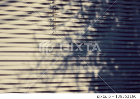 木の影がかかった防犯シャッター 138352160