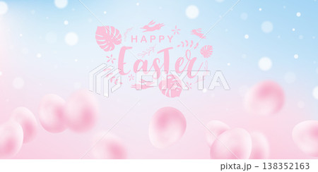 Happy Easter! Beautiful Easter greeting card background vector illustration featuring... 138352163