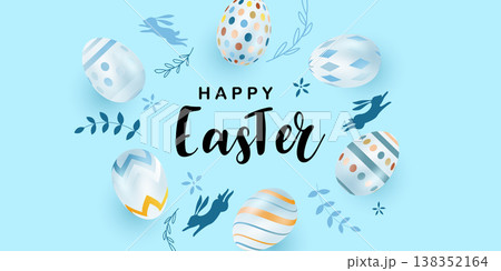 Happy Easter! Beautiful Easter greeting card background vector illustration featuring... 138352164