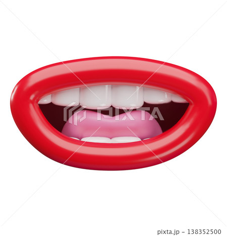 Smile speak mouth expression, vector 3D cartoon funny cheerful character open talking mouth, red lips, teeth and tongue Smile speak mouth expression, vector 3D cartoon funny cheerful character open talking mouth, red lips, teeth and tongue 138352500