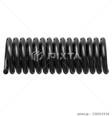 Metal spring, compressed black coil, 3D vector realistic flexible spiral metal wire, steel springy coil suspension Metal spring, compressed black coil, 3D vector realistic flexible spiral metal wire, steel springy coil suspension 138352516