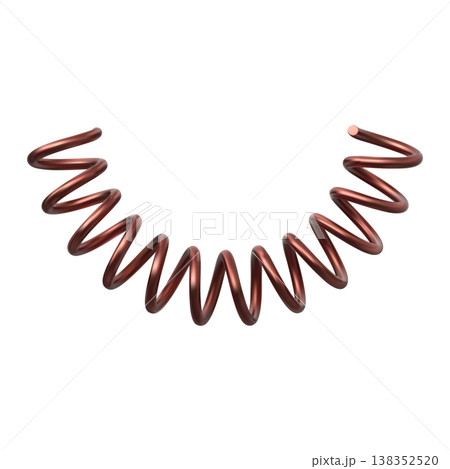 Metal spring, curved extended copper, brass coil 3D vector icon, realistic flexible spiral metal wire bent, springy coil Metal spring, curved extended copper, brass coil 3D vector icon, realistic flexible spiral metal wire bent, springy coil 138352520