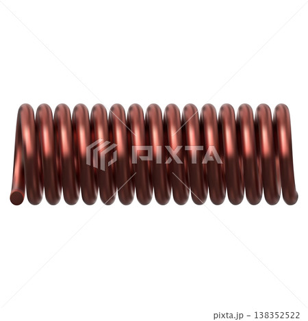 Copper metal spring, spiral compression part. Flexible elastic brown wire. Copper metal spring, spiral compression part. Flexible elastic brown wire. 138352522