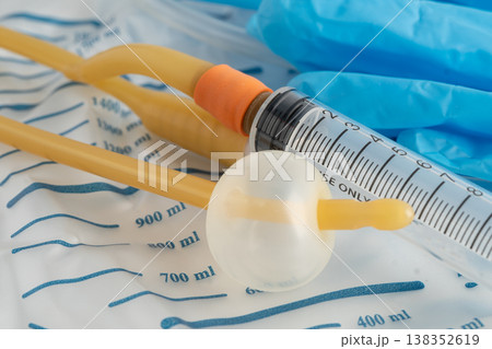 Foley catheter and urine drainage bag collect urine for disability or patient in hospital. Foley catheter and urine drainage bag collect urine for disability or patient in hospital. 138352619