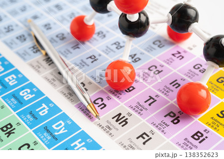 Molecules chemical on a periodic table background. Molecules chemical on a periodic table background. 138352623