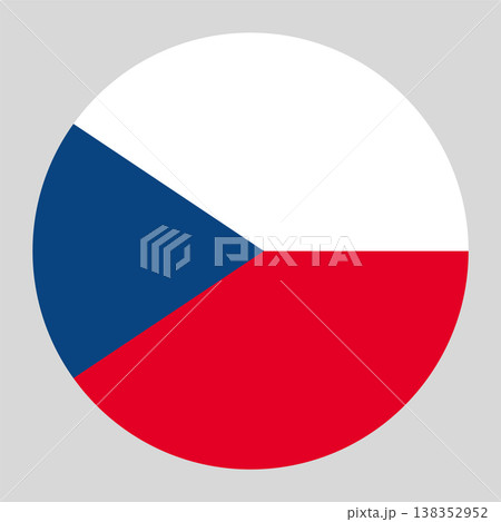 Circular Czechia national flag symbol. Country emblem for travel, language and culture. 138352952