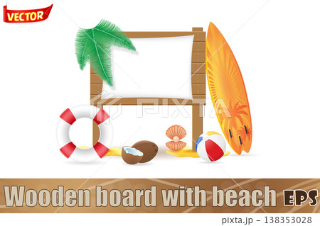 set of beach icons and accessories vector illustration 138353028