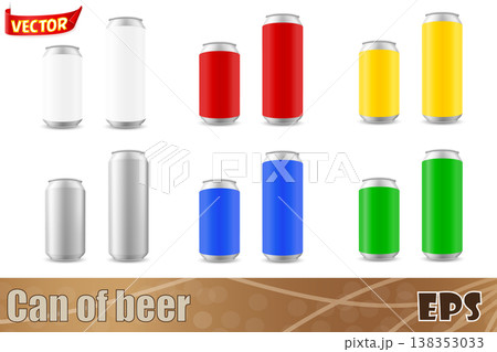 colors can of beer vector illustration isolated on white background 138353033