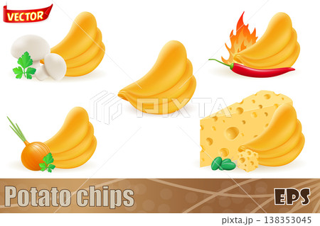 potato chips set icons vector illustration 138353045