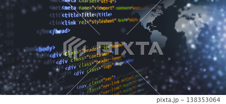 html programm coding computer language banner 138353064