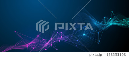 Modern digital technology background design with molecular plexus lines and dots. Futuristic network connection. Data flow. Abstract mesh, big data technology, AI, science, cyberspace. Modern digital technology background design with molecular plexus lines and dots. Futuristic network connection. Data flow. Abstract mesh, big data technology, AI, science, cyberspace. 138353198
