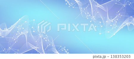 Modern digital technology background design with molecular plexus lines and dots. Futuristic network connection. Data flow. Abstract mesh, big data technology, AI, science, cyberspace. Modern digital technology background design with molecular plexus lines and dots. Futuristic network connection. Data flow. Abstract mesh, big data technology, AI, science, cyberspace. 138353203