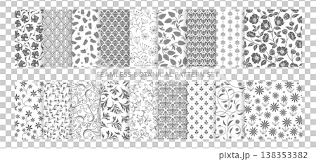 縦横両方向にシームレスなボタニカルパターンのセット 138353382