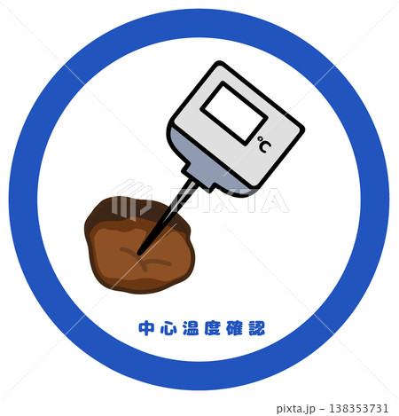 中心温度確認OK 温度計使用 食中毒予防 衛生管理アイコン 138353731