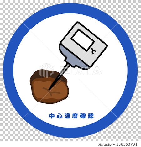 中心温度確認OK 温度計使用 食中毒予防 衛生管理アイコン 138353731