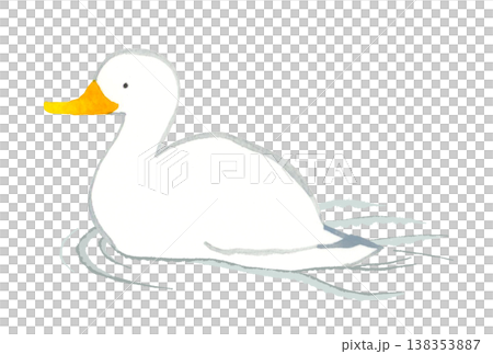 泳ぐアヒル　かわいい・ゆるい動物の手描き水彩イラスト素材 138353887