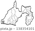 静岡県地図・市町村区分のイラスト （筆タッチ） シンプル 138354101