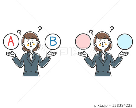 選択を悩む女性会社員　上半身　ベクター 138354222
