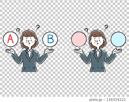 選択を悩む女性会社員　上半身　ベクター 138354222