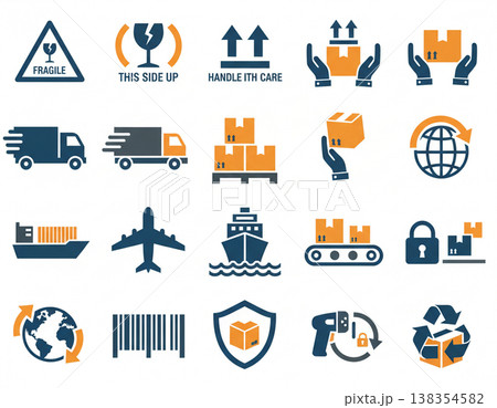 Logistics and Transportation Icon Set Flat Modern Design 138354582