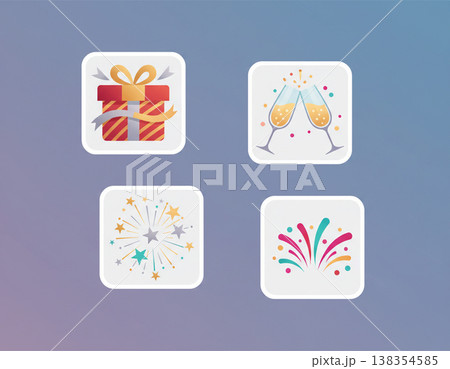 Gift and Celebration Icon Set Colorful Flat Design Gift and Celebration Icon Set Colorful Flat Design 138354585