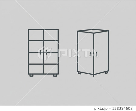 Furniture Cabinet Line Icon Minimal Storage Design Furniture Cabinet Line Icon Minimal Storage Design 138354608