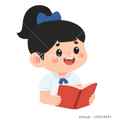 Girl student reading a book for learning 138354643