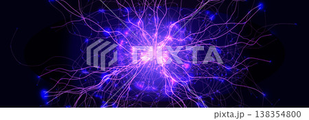 Artificial intelligence neural network web background, glowing neurone tree lines BG for science presentation, medical research, neurology AI forum. Neural networks backgrounds. Vector illustration 138354800