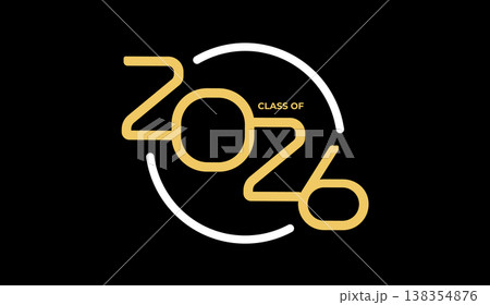 Minimal 2026 graduation logo, modern class celebration badge. School banner, senior invite, alumni merch, academy branding, social post. Vector illustration 138354876