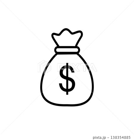 Money Bag with Dollar Sign Icon/A set of high-quality minimalist line icons representing finance, banking, and payment methods. Perfect for mobile apps, websites, and financial presentations Money Bag with Dollar Sign Icon/A set of high-quality minimalist line icons representing finance, banking, and payment methods. Perfect for mobile apps, websites, and financial presentations 138354885