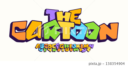 Cartoon Crunch Color Font Kid Logo Alphabet Funny Typography Childish Bold Letter Set, Creative Typographic Design for Carnival Music Fest Poster Headline. Kid Comic Book Fonts. Vector Typeface 138354904