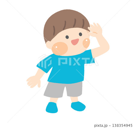 笑顔で斜め上を見る男の子のイラスト 138354945