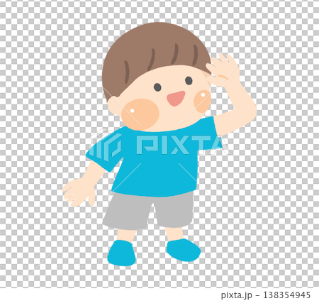 笑顔で斜め上を見る男の子のイラスト 138354945