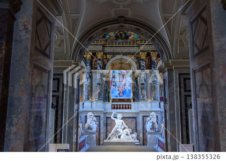 Interior of the Museum of Fine Arts, mixed art collection of sculptures, paintings and Habsburg art in Vienna, Austria 138355326