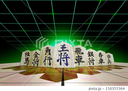 将棋イメージ（駒のイメージ／3DCG）黒バック 138355364