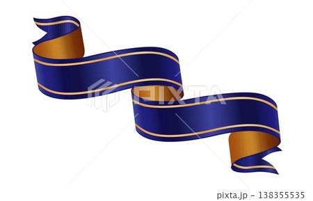 Wavy ribbon in blue gold colors. Blue ribbon. Blue banner, ribbon with golden frame. Blue award ribbon banner for text. Blank Blue award Ribbon Template, Label Design. For title, luxury branding Wavy ribbon in blue gold colors. Blue ribbon. Blue banner, ribbon with golden frame. Blue award ribbon banner for text. Blank Blue award Ribbon Template, Label Design. For title, luxury branding 138355535