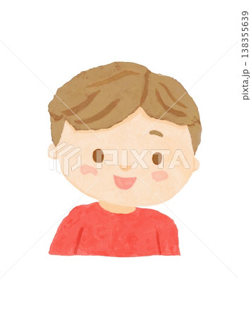 白バックに赤い服を着た上半身の男の子が笑ってる人物イラスト 白バックに赤い服を着た上半身の男の子が笑ってる人物イラスト 138355639