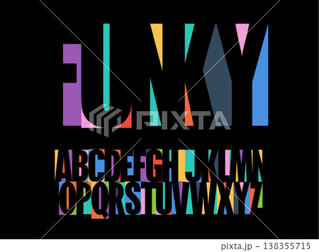Color Font Logo Tall Alphabet Game High Bold Letter Set Modern Typography, Creative Typographic Design for Art Title Text, Colours Poster Headline, Type Symbol Logotype, Colours Fonts. Vector Typeface 138355715