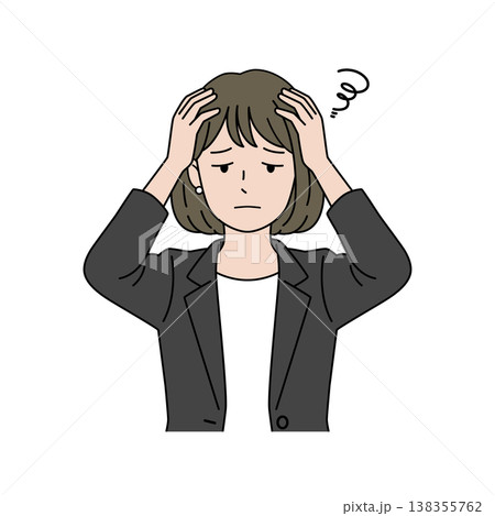 頭を抱える女性ビジネスパーソンの悩む表情のベクターイラスト 頭を抱える女性ビジネスパーソンの悩む表情のベクターイラスト 138355762