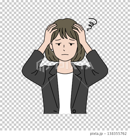 頭を抱える女性ビジネスパーソンの悩む表情のベクターイラスト 頭を抱える女性ビジネスパーソンの悩む表情のベクターイラスト 138355762