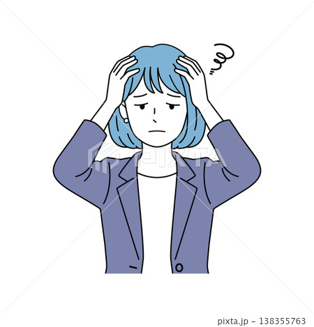 頭を抱える女性ビジネスパーソンの悩む表情のベクターイラスト 頭を抱える女性ビジネスパーソンの悩む表情のベクターイラスト 138355763