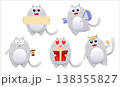 A set of flat vector images of cute kittens. Cat, flat, kitten, emotions, comic 138355827