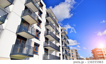 Apartments in residential complex. Housing structure at modern house. Architecture for property investment. and architecture details. Urban abstract - windows of apartment building. Apartments in residential complex. Housing structure at modern house. Architecture for property investment. and architecture details. Urban abstract - windows of apartment building. 138355963