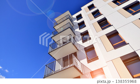 Apartments in residential complex. Housing structure at modern house.  Architecture for property investment. and architecture details. Urban abstract - windows of apartment building. 138355968