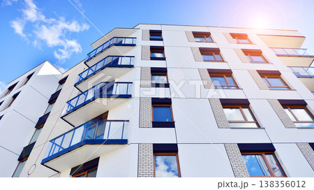 Apartments in residential complex. Housing structure at modern house.  Architecture for property investment. and architecture details. Urban abstract - windows of apartment building. 138356012