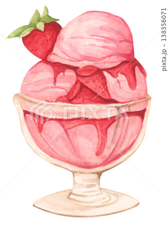 Strawberry Ice Cream Sundae in a Bowl 138356071