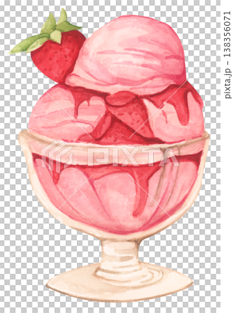 Strawberry Ice Cream Sundae in a Bowl 138356071